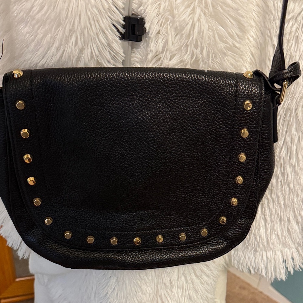 Michael Kors Black Studded Leather Crossbody Bag